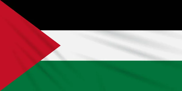 Bandera Palestina Balanceándose Viento Vector Realista — Vector de stock