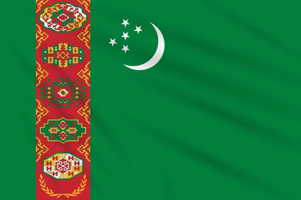Flag Turkmenistan Swaying Wind Realistic Vector — Stock Vector