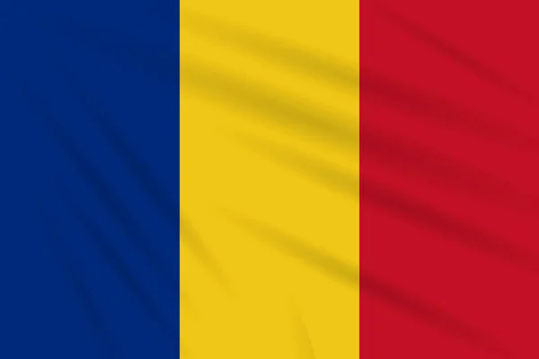 Drapeau Roumanie Oscillant Dans Vent Vecteur Réaliste — Image vectorielle