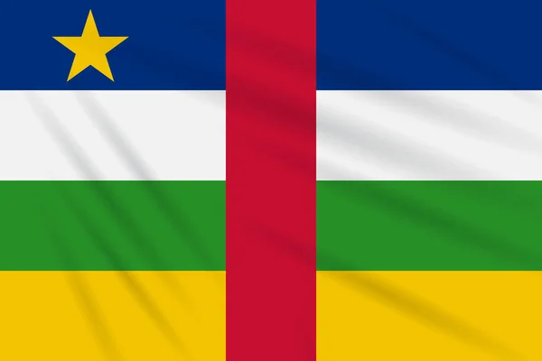 Vlag Van Centraal Afrikaanse Republiek Zwaaiend Wind Realistische Vector — Stockvector