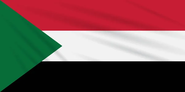 Szudán Imbolygott Szélben Reális Vektor Zászló — Stock Vector
