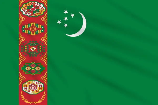 Bandera Turkmenistán Balanceándose Viento Vector Realista — Archivo Imágenes Vectoriales