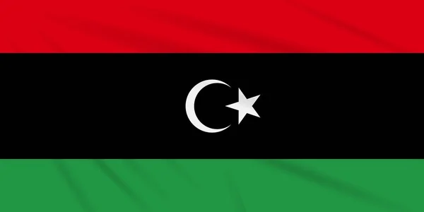 Flagge Libya Schwankend Wind Realistischer Vektor — Stockvektor