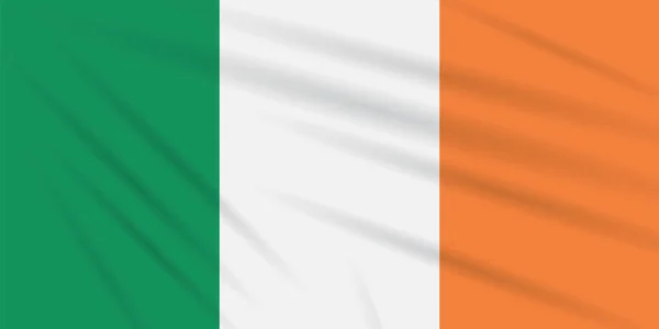 Bandera Ireland Swaying Wind Vector Realista — Archivo Imágenes Vectoriales