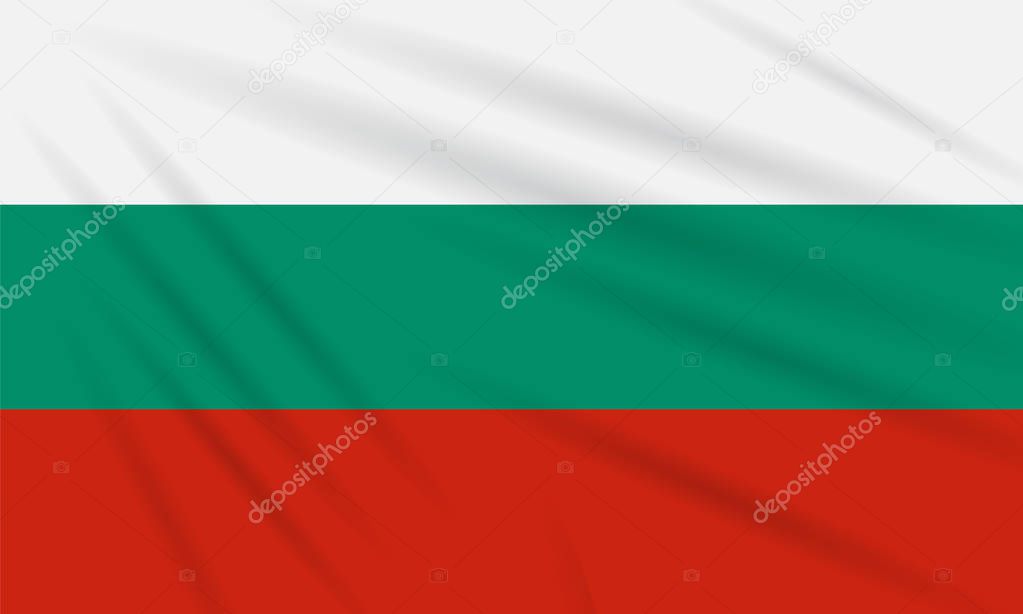 Flag Bulgaria swaying in the wind, realistic vector.