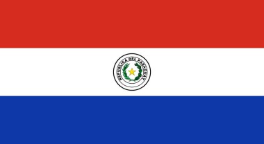 Paraguay bayrağı resmi oranı ve renkler - ön yüzü, vektör.