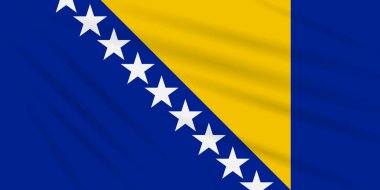 Bosna-Hersek gerçekçi vektör rüzgarda sallanan bayrak.