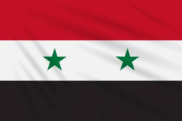 Drapeau Syrie Oscillant Dans Vent Vecteur Réaliste — Image vectorielle