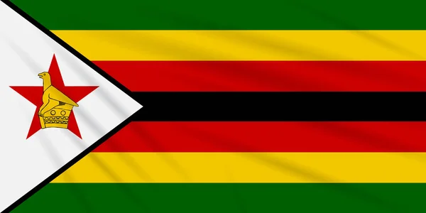 Bandera Zimbabwe Balanceo Viento Vector Realista — Archivo Imágenes Vectoriales