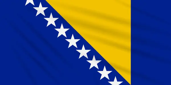 Bosna Hersek Gerçekçi Vektör Rüzgarda Sallanan Bayrak — Stok Vektör