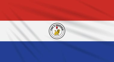 Paraguay - arka yüzü gerçekçi vektör rüzgarda sallanan bayrak.
