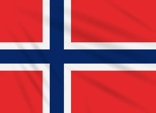 Bandera Noruega Balanceo Viento Vector Realista — Archivo Imágenes Vectoriales