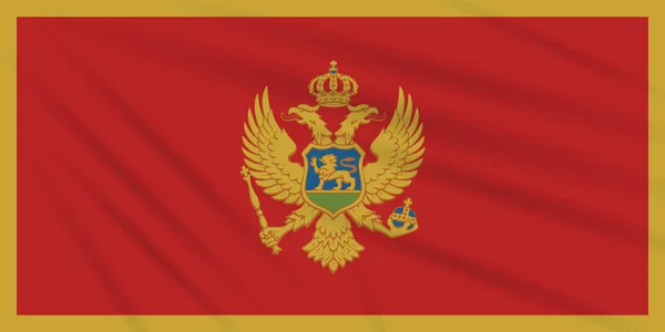 Σημαία Του Μαυροβουνίου Που Λικνίζονται Στον Άνεμο Ρεαλιστική Διάνυσμα — Διανυσματικό Αρχείο