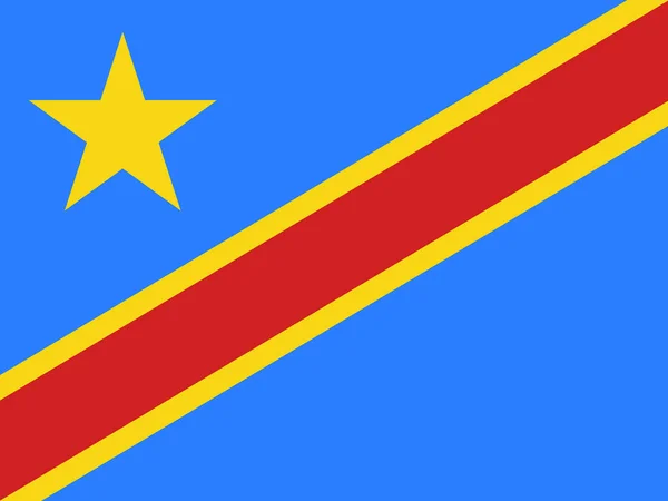 Vlag Van Congo Kinshasa Officiële Koers Kleuren Vector — Stockvector