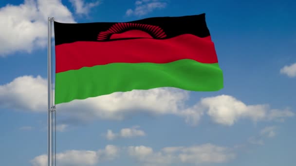 Vlag van Malawi tegen de achtergrond van wolken — Stockvideo