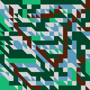 Kahverengi, mavi, gri ve yeşil renklerde doğrudan basit geometrik nesnelerin Dikişsiz desen vektör çizim.