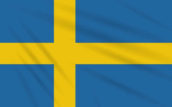 Прапор Швеції Погойдуючись Вітрі Реалістичні Вектор — стоковий вектор