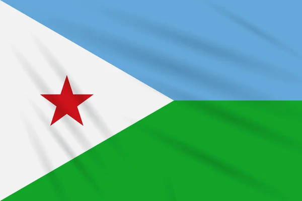 Drapeau Djibouti Balançant Dans Vent Vecteur Réaliste — Image vectorielle