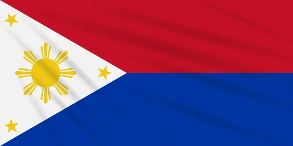 Flagga Filippinerna Kriget Tid Vajar Vinden Realistisk Vektor — Stock vektor