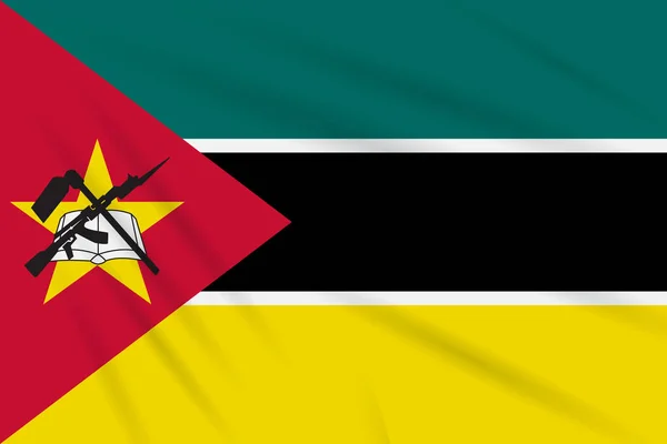 Flag Mozambique Swaying Wind Realistic Vector — Stock Vector