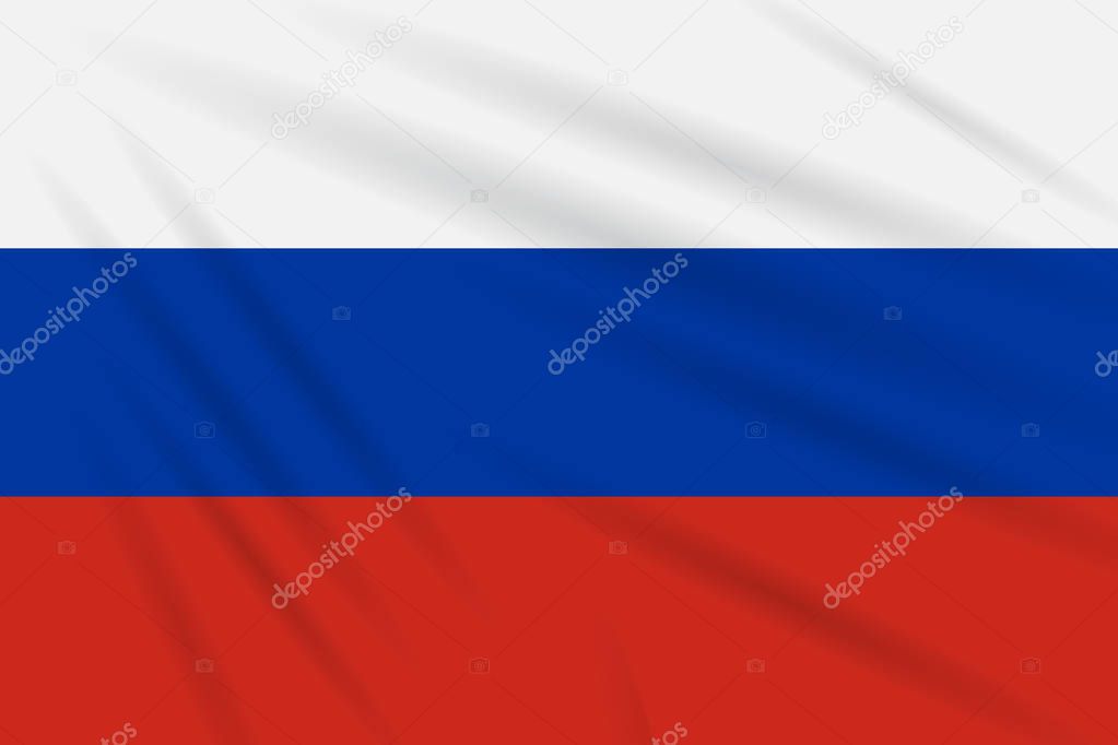 Flag Russia swaying in wind, realistic vector.