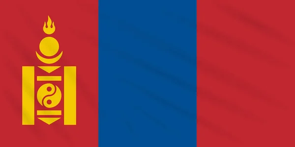 Bandera Mongolia Balanceándose Viento Vector Realista — Archivo Imágenes Vectoriales