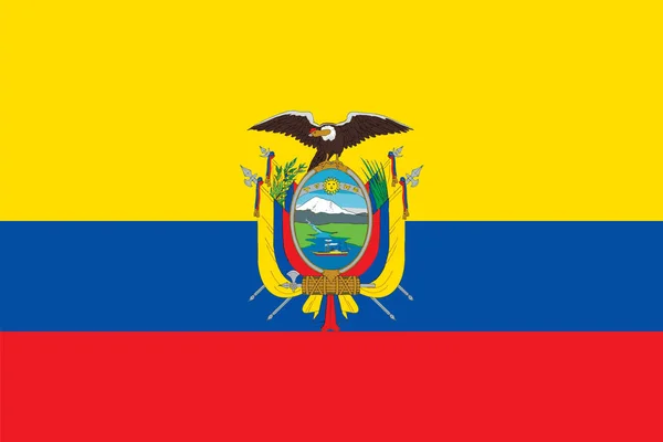 公式レートと色ベクトルでエクアドルの旗 — ストックベクタ
