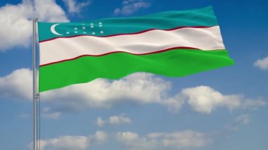 Özbekistan bayrağı arka plan bulutlar gökyüzü