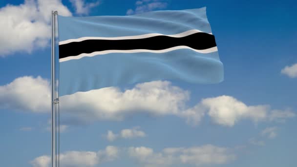 Flag of Botswana against background of clouds sky — Stock Video