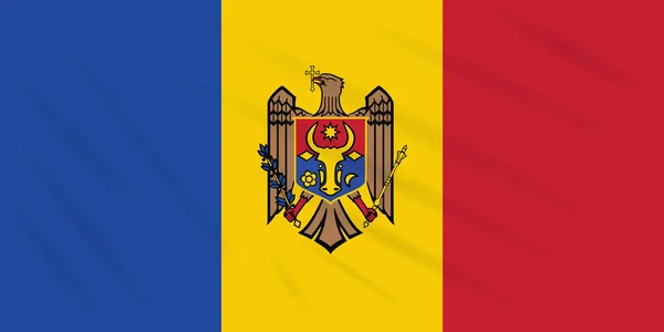 Bandera Moldova Balanceándose Viento Vector Realista — Archivo Imágenes Vectoriales