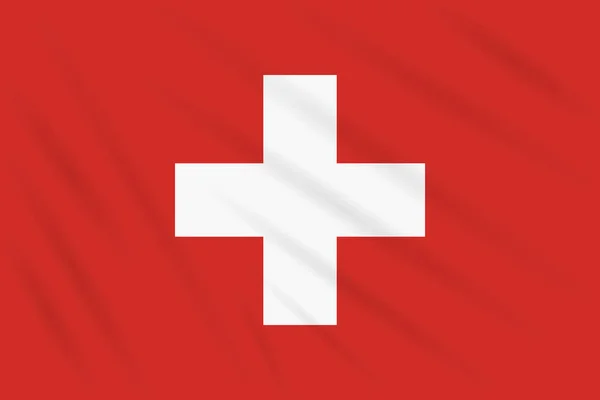 Sviçre Gerçekçi Vektör Rüzgarda Sallanan Bayrak — Stok Vektör