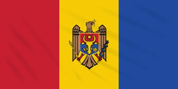 Bendera Moldova Sisi Terbalik Bergoyang Dalam Angin Vektor Realistis - Stok Vektor