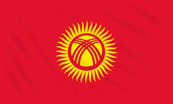 Flagge Kyrgyzstan Schwankt Wind Realistischer Vektor — Stockvektor