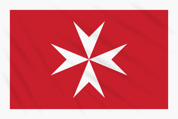 Civil ensign of Malta swaying in wind, realistic vector.