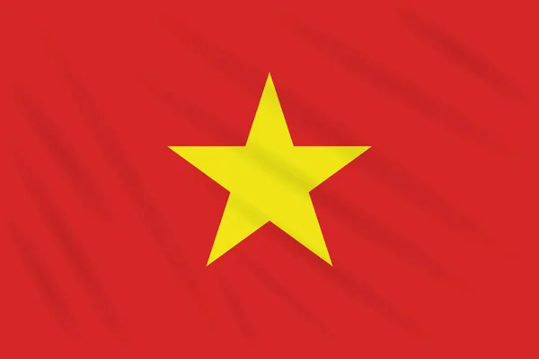 Bandera Vietnam Balanceo Viento Vector Realista — Vector de stock