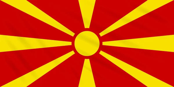Bandera Macedonia Balanceándose Viento Vector Realista — Archivo Imágenes Vectoriales