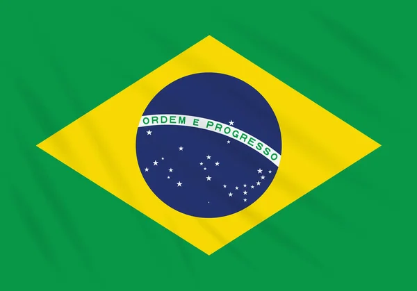 Flaga Brazylii Kołyszące Się Wietrze Realistyczne Wektor — Wektor stockowy
