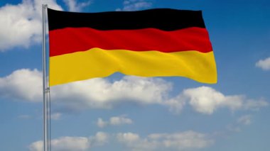 Bulutlar gökyüzü arka plan karşı Almanya'nın bayrak