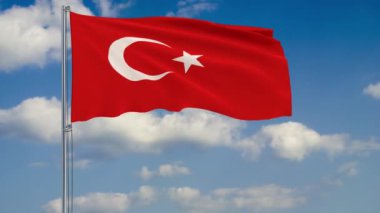 Bulutlar gökyüzü arka plan karşı Türkiye'nin bayrak