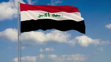 Bulutlar gökyüzü arka plan karşı Irak'ın bayrak