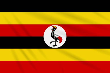 Uganda gerçekçi vektör rüzgarda sallanan bayrak.