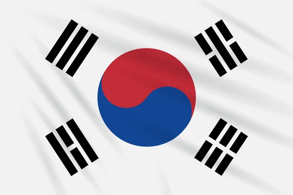 Bandeira Coreia Sul Balançando Vento Vetor Realista — Vetor de Stock