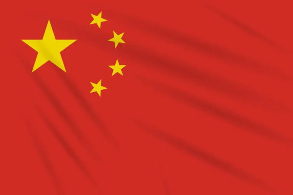 Flagga Kina Som Vajar Vinden Realistisk Vektor — Stock vektor