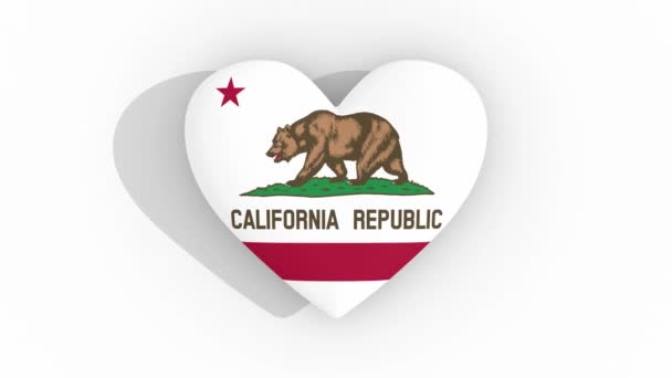 Καρδιά σε χρώματα σημαία μας πολιτείας Καλιφόρνια, βρόχου — Αρχείο Βίντεο