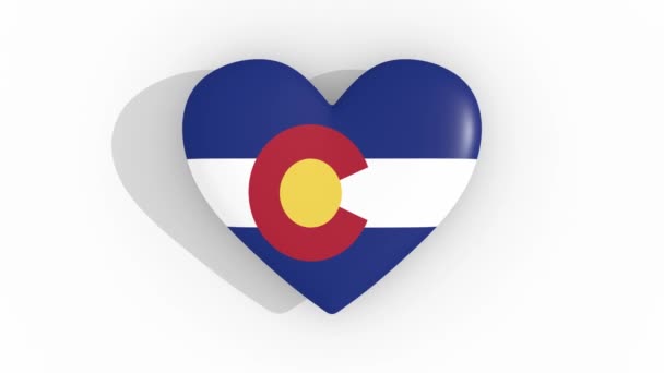 Coração nas cores da bandeira do estado dos EUA Colorado, loop — Vídeo de Stock