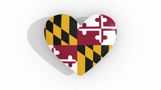 Coeur en couleurs drapeau de l'état américain Maryland, boucle — Video