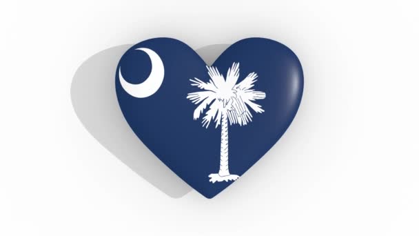 Coração nas cores do estado dos EUA Carolina do Sul, loop — Vídeo de Stock