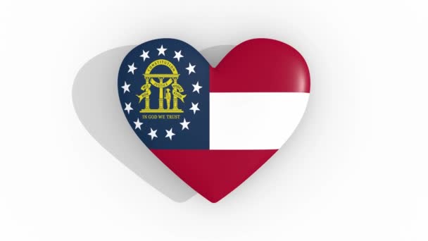 Coração em cores bandeira do estado dos EUA Geórgia, loop — Vídeo de Stock