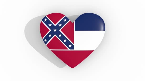 Bandera de corazón en colores del estado de Mississippi, lazo — Vídeo de stock