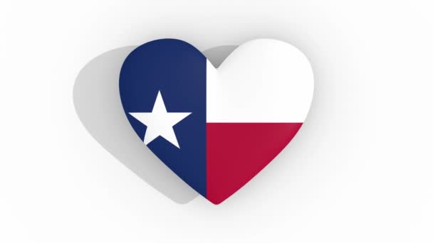Καρδιά σε χρώματα σημαία μας πολιτείας Τέξας, βρόχου — Αρχείο Βίντεο